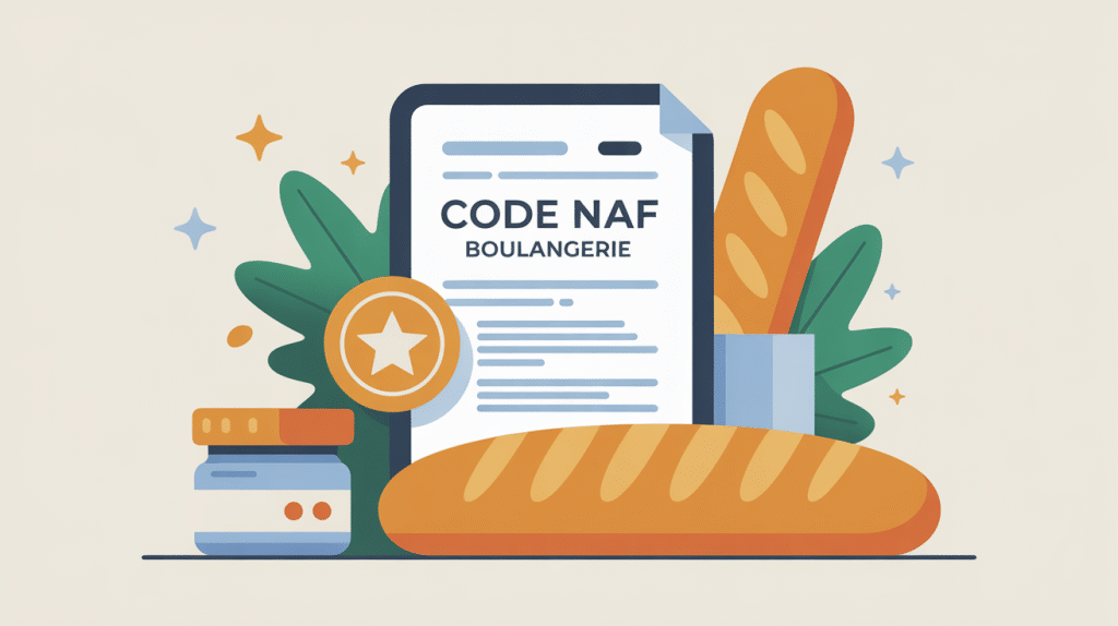 Illustration centrale code naf boulangerie formulaire baguette médaille