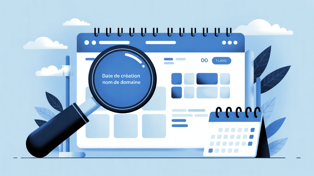 comment connaitre la date de création d'un nom de domaine, loupe et calendrier