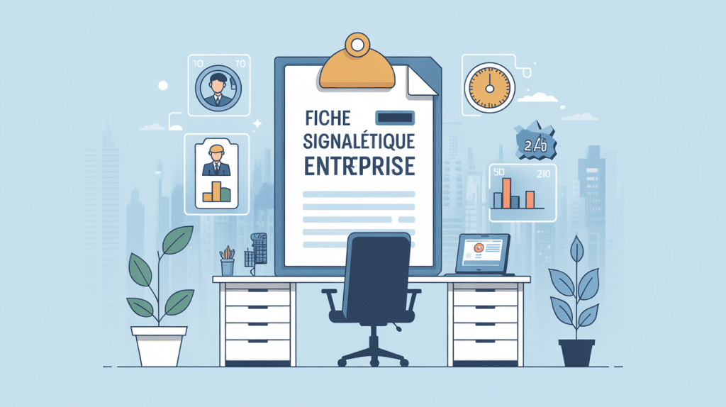 illustration fiche signalétique entreprise sur bureau moderne