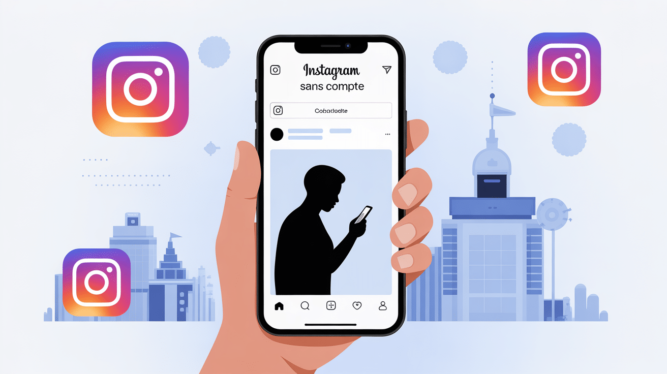 Instagrame sans compte silhouette sur smartphone