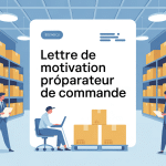 Illustration lettre de motivation preparateur de commande moderne en entrepôt