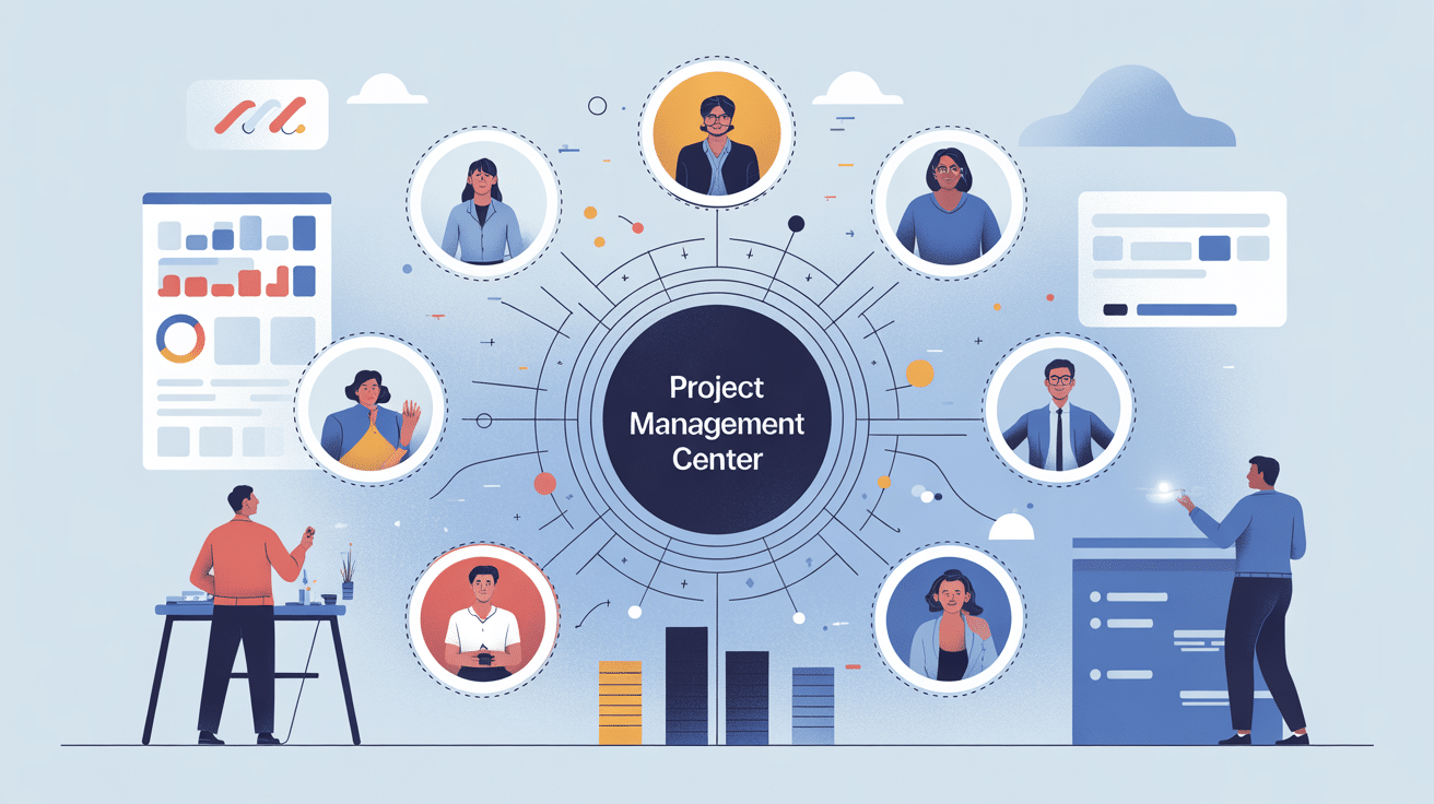 project management center illustration centralisation optimisation