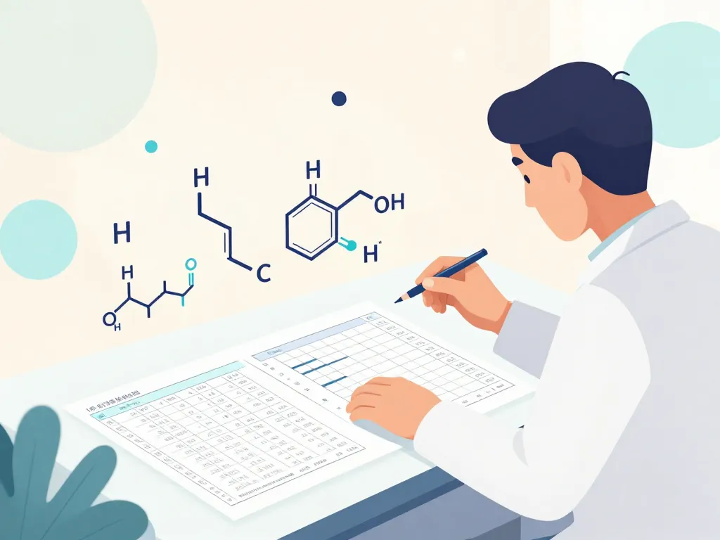 scientifique analysant tableau de caractérisation