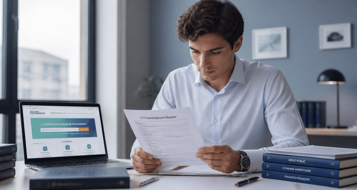 cv candidature master étudiant relisant son dossier