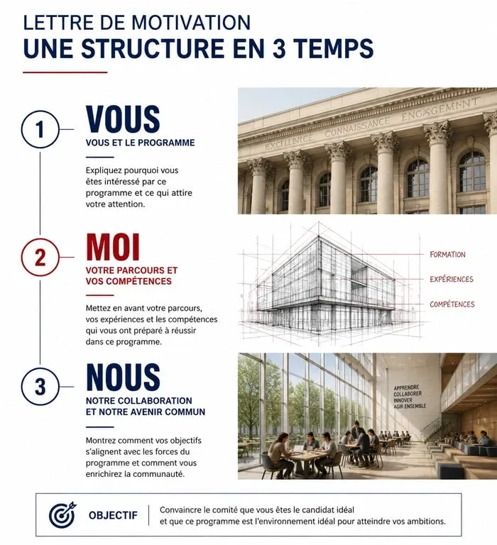 Structure d'une lettre de motivation pour BTS Gestion de la PME avec la méthode Vous Moi Nous