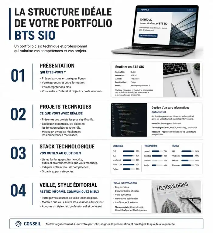 Structure idéale d'un portfolio pour étudiant en BTS SIO