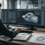 formation dessinateur industriel jeune sur double écran