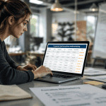 Femme travaillant sur formation webmarketing