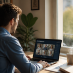 full télétravail jeune pro bureau moderne