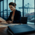 metier dans le commerce international femme au bureau