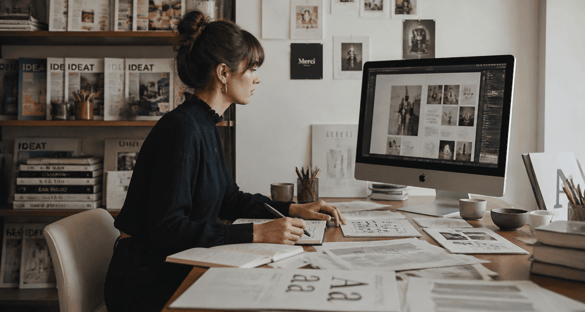 Jeune femme métier du graphisme au bureau