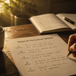 Objectif personnel SMART fiche sur bureau