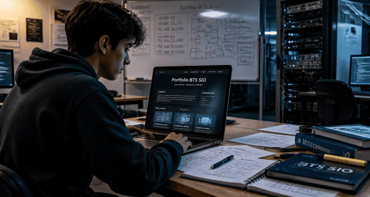 étudiant devant portefolio bts sio