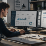 apprenti comptable concentré sur ordinateur