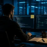 Emploi DevOps ingénieur devant écrans dashboards