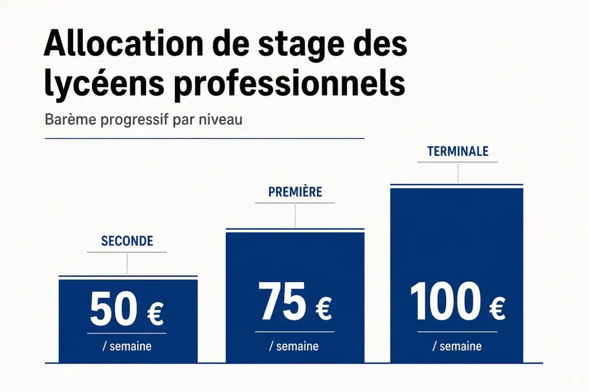 Barème de l'allocation de stage rémunéré en bac pro par année de formation