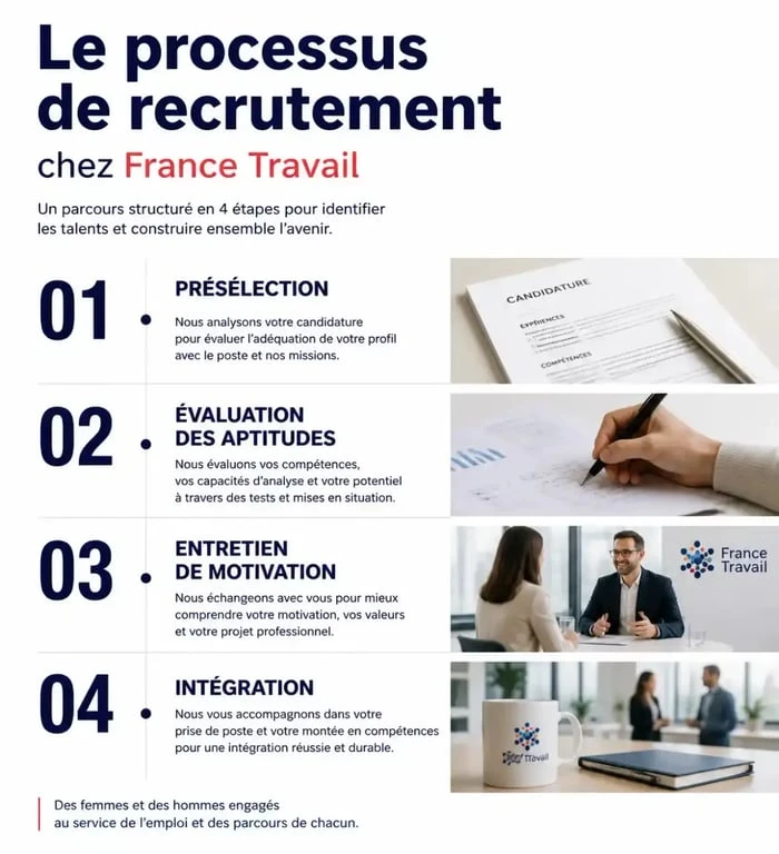 Processus de recrutement pour devenir conseiller France Travail : étapes de la candidature à l'intégration