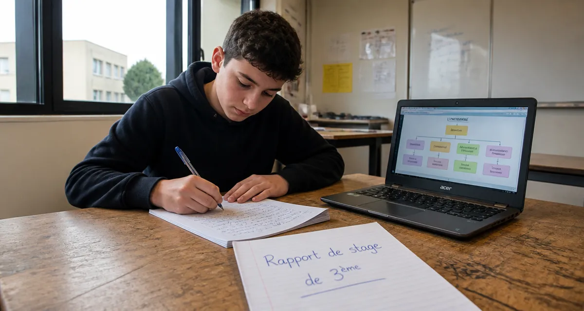 ex de rapport de stage 3eme élève écrit à la main