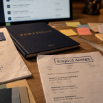 Emploi design : CV et filtres d’offres sur bureau de studio