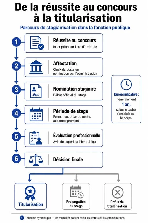Schéma des étapes de la stagiairisation dans la fonction publique