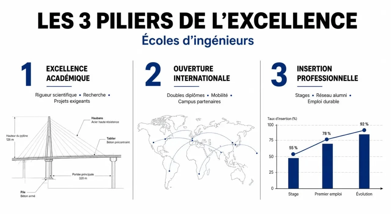 Infographie des critères de classement des écoles d'ingénieurs 2025