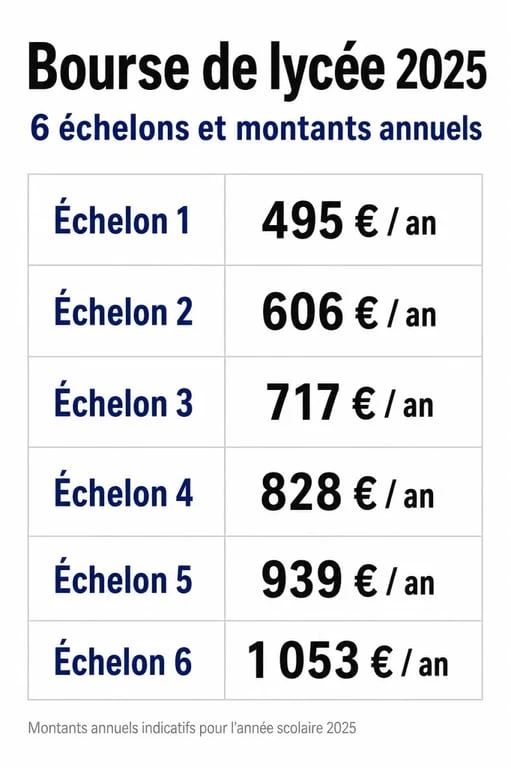 Barème et montants de la bourse de lycée 2025 par échelon