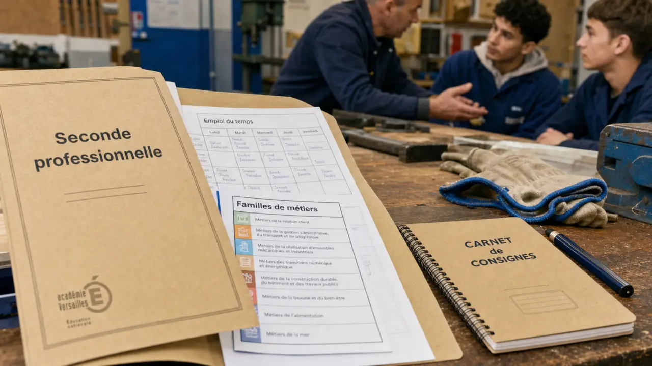 Seconde professionnelle : dossier familles de métiers en atelier scolaire