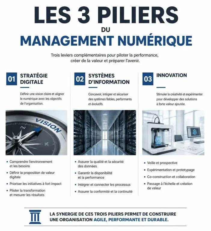 Les trois piliers de la formation en management numérique dans le 13 : stratégie, SI et innovation