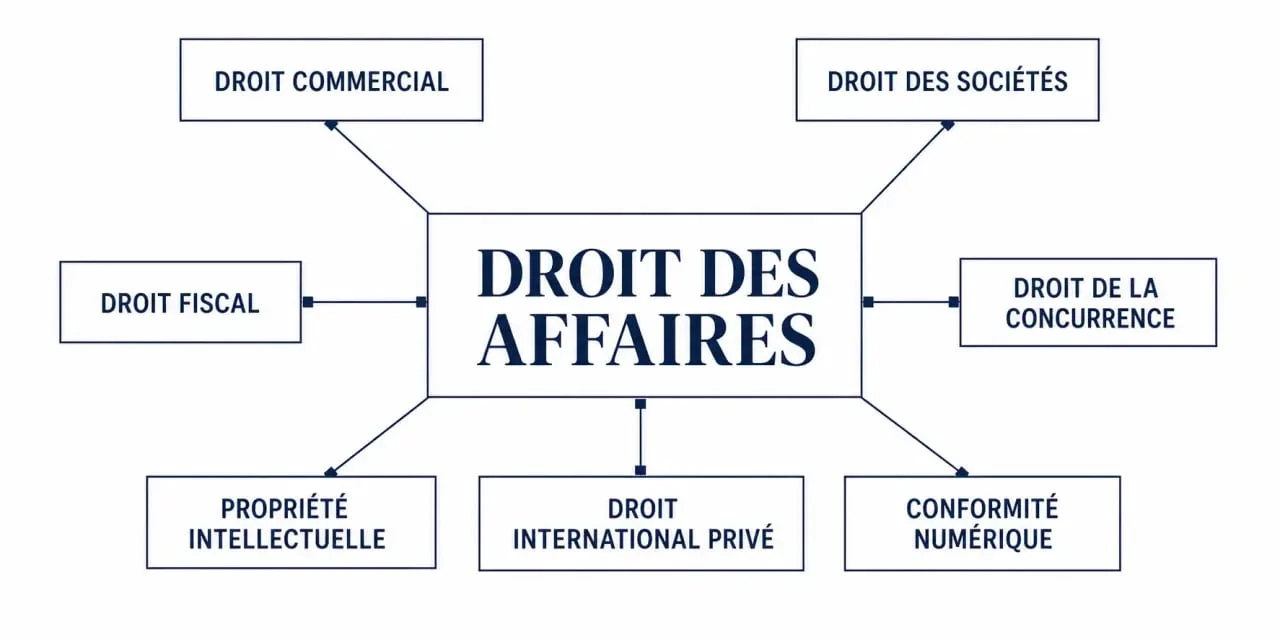 Carte mentale du droit des affaires avec ses principales branches