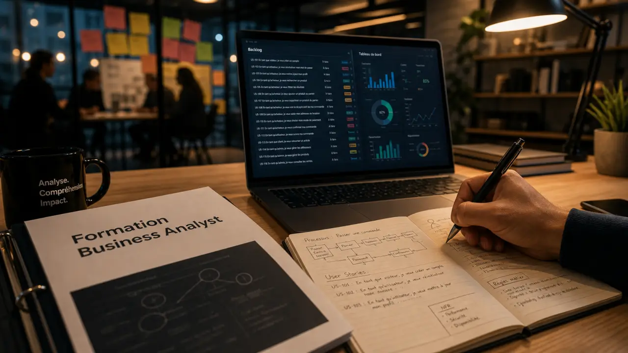 Formation business analyst Lyon : data, agile et certification sur ordinateur et cahier