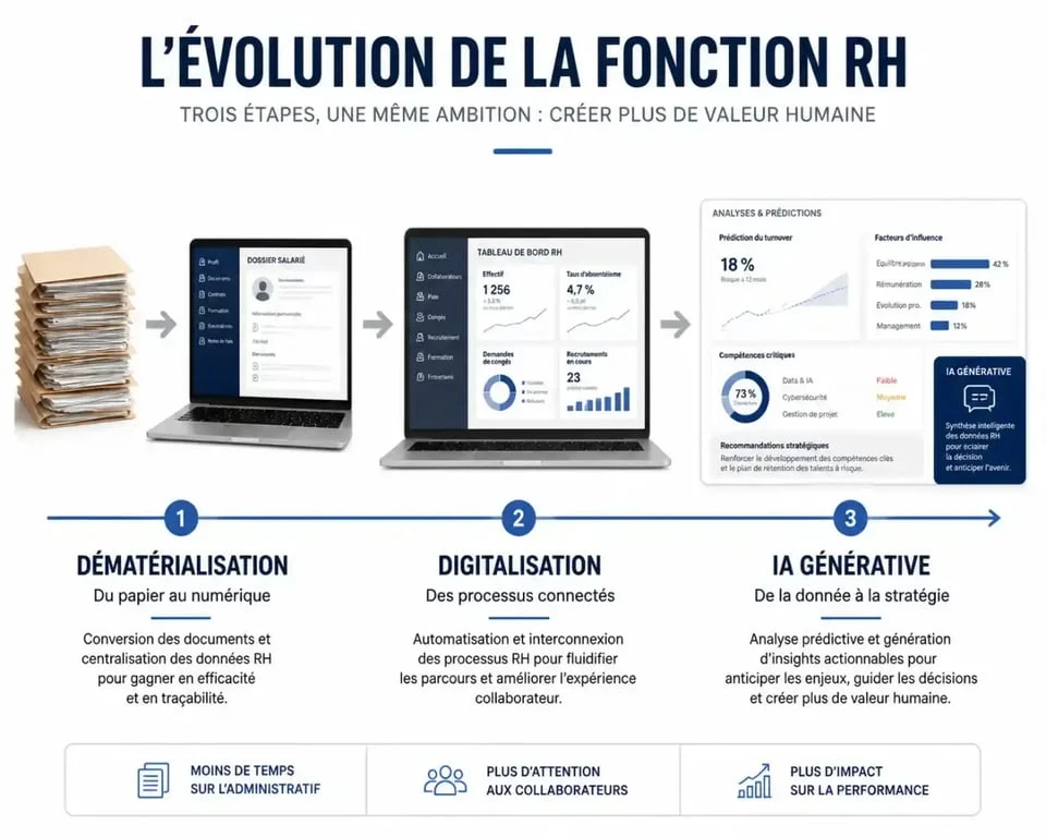 Infographie sur l'évolution du digital ressources humaines et la transformation des processus RH