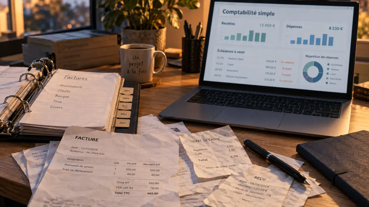 Logiciel comptabilité simple : factures et déclarations sur ordinateur
