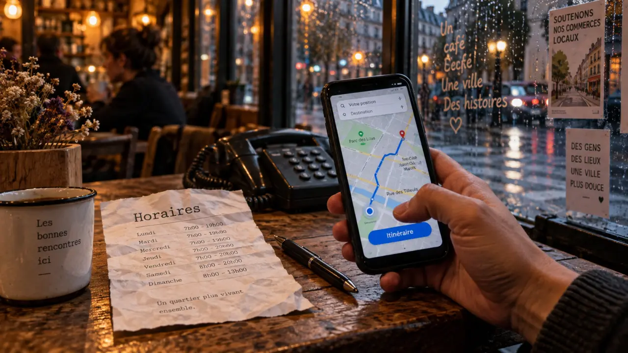 Marketing digital local : smartphone Itinéraire vers magasin de quartier